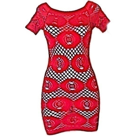 Black Sexy Go go Mesh knitted Bodycon Dress - Picture 2 of 5